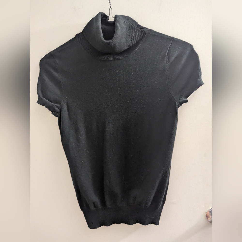 Banana Republic Small Black Turtleneck Sweater Silk Cotton *Flaw* Fall Normcore